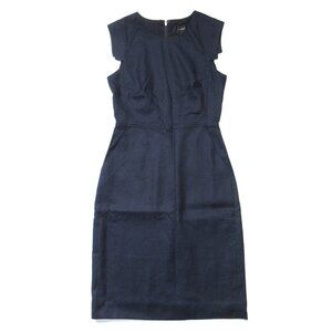 NWT J.Crew Petite Resume Sheath in Navy Blue Stretch Linen Dress 00P $168
